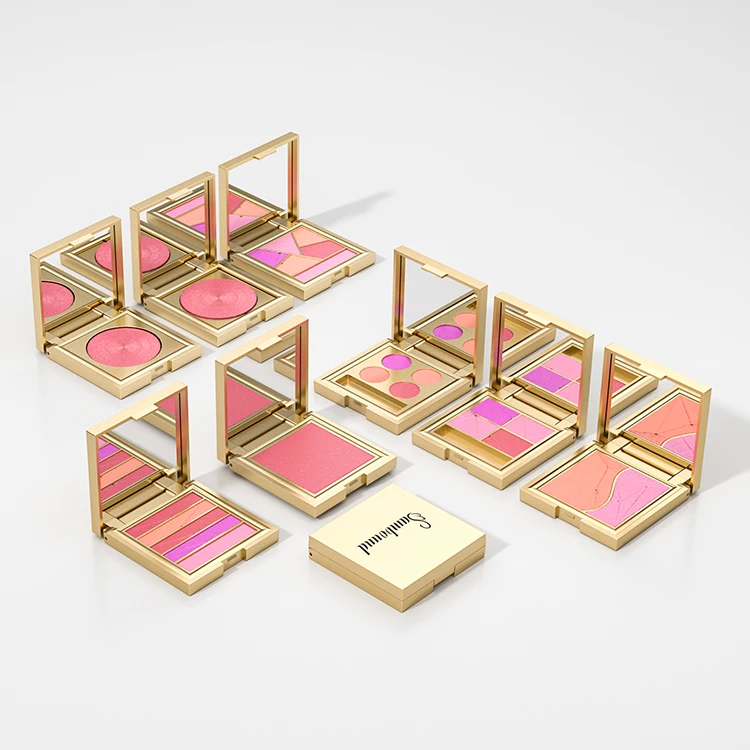 Custom Square Empty Private Label Gold Eyeshadow Palette Make-up Container
