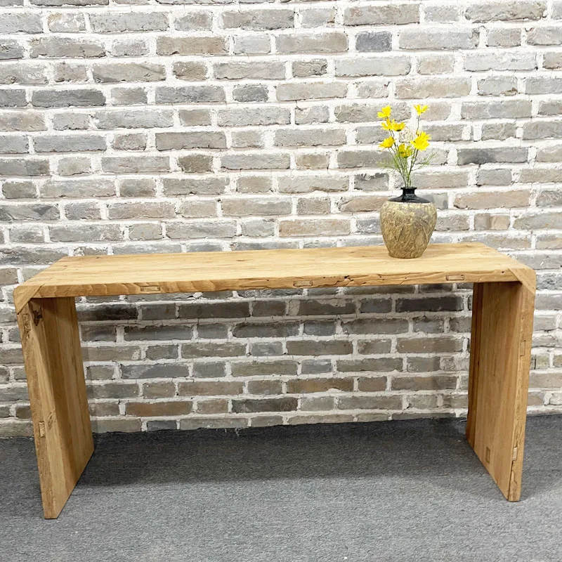 Chinese antique style recycled solid natural elm wooden simple office computer desk