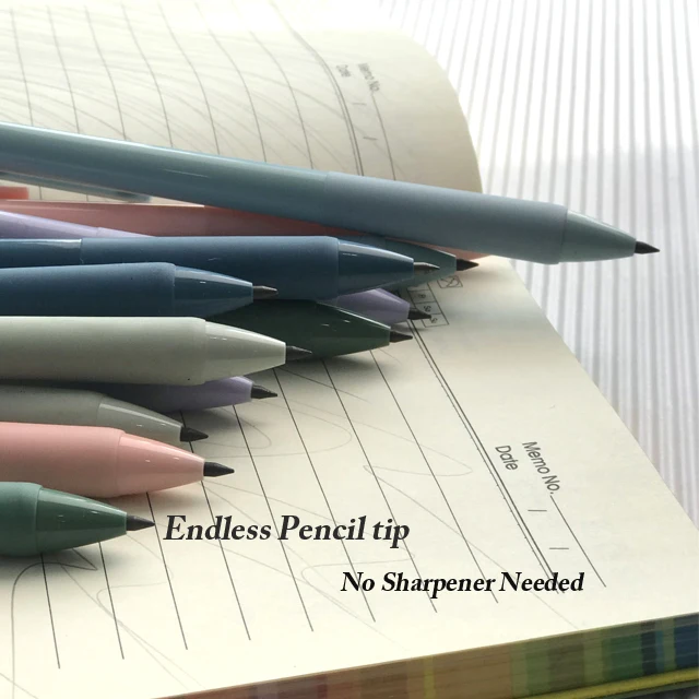 2024 Most Popular Retractable Inkless Endless Eternal Pencil  Alloy Replaceable Metal Tip Pencil