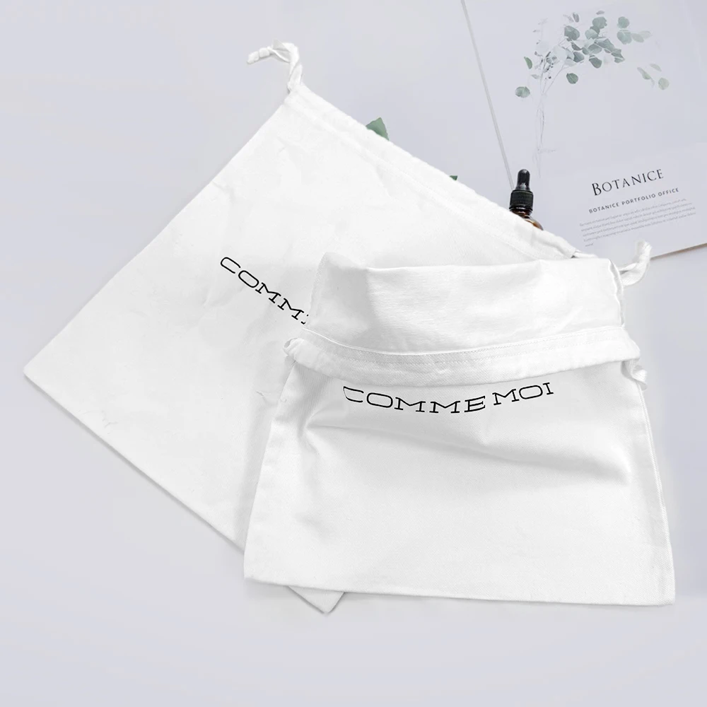 Hot Sale Stripe Custom Printed Logo Packaging Gift Cosmetic Thickened Fabric Cotton Pouch Canvas Drawstring Dust Bag for Handbag