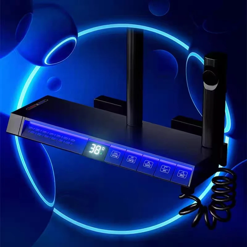 Tiktok New Bathroom  Experience Intelligent Atmosphere Light Hydraulic Power Digital Display  Piano Key Massage Shower Set