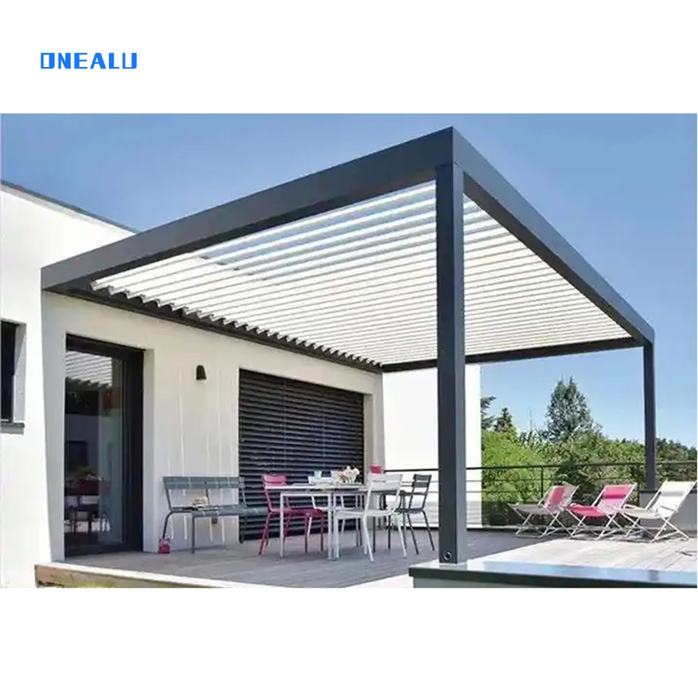 Waterproof roof opening blinds Modern Outdoor Pergola Aluminum Outside Gazebo Shelter Canopy Carport with Hardtop Adjustable