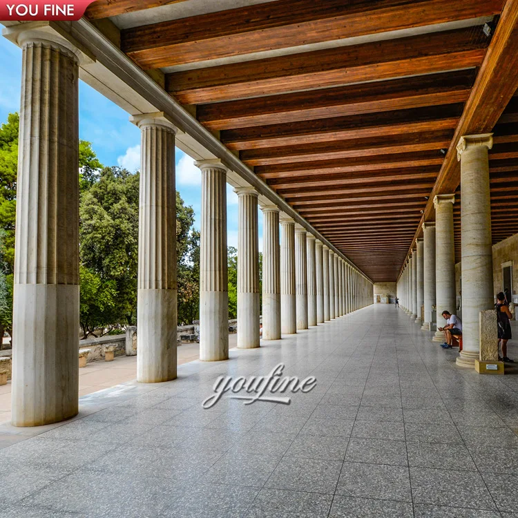 Custom Hand Carved Natural Stone Marble Stone Roman Column Square Pillar