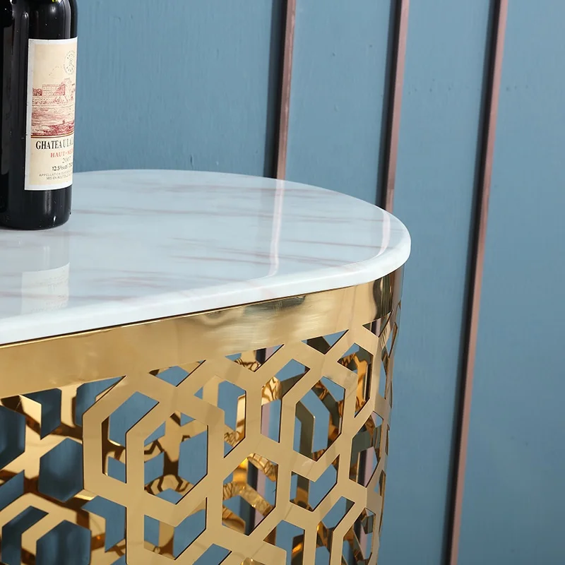 Luxury Gold Metal Frame With Natural Marble Top Console Table Living Room Foyer Hallway Table