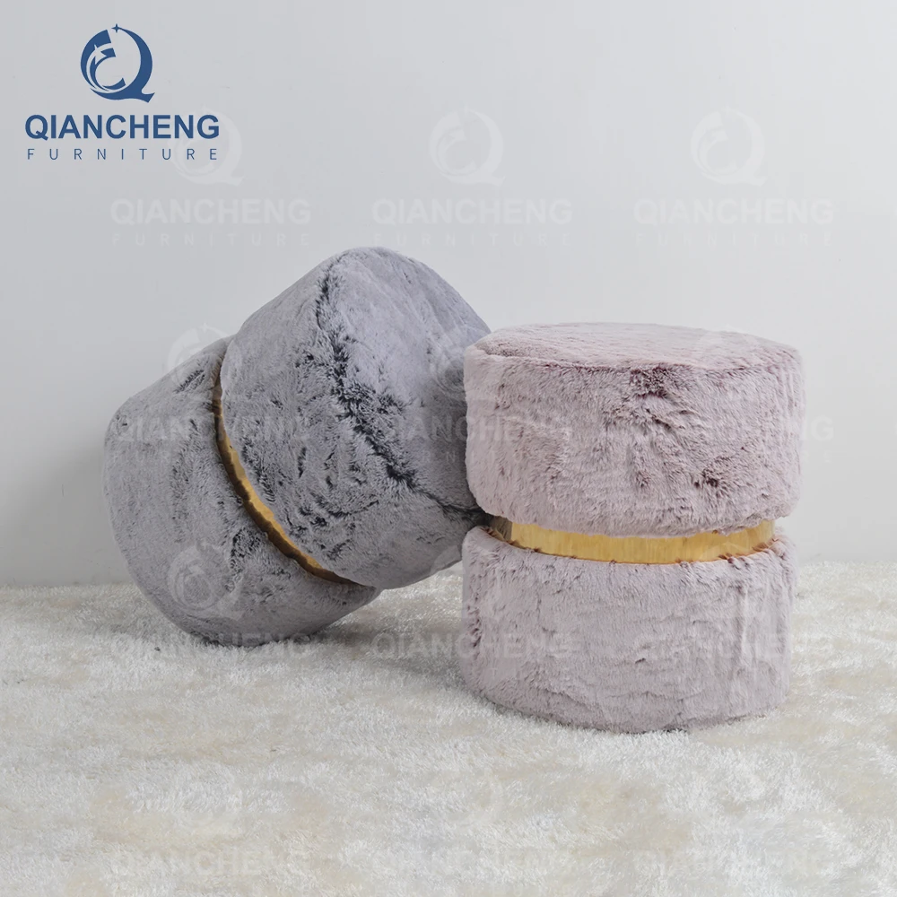 Brand new high quality round footstool made of cotton fabric cover wooden footrest pedicure circular bench