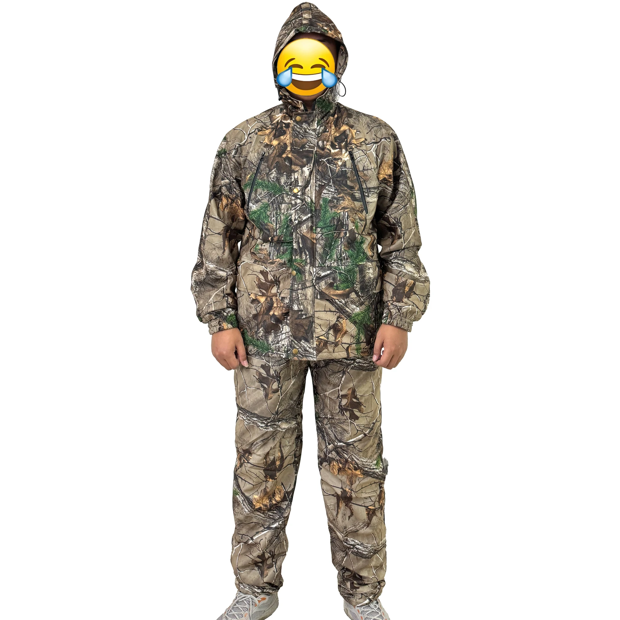Outdoor Hunting Clothes Jacket and Pants Suit Tree Camouflage Hunting Jackets Men Waterproof Fleece Fishing Hunting Hoodie