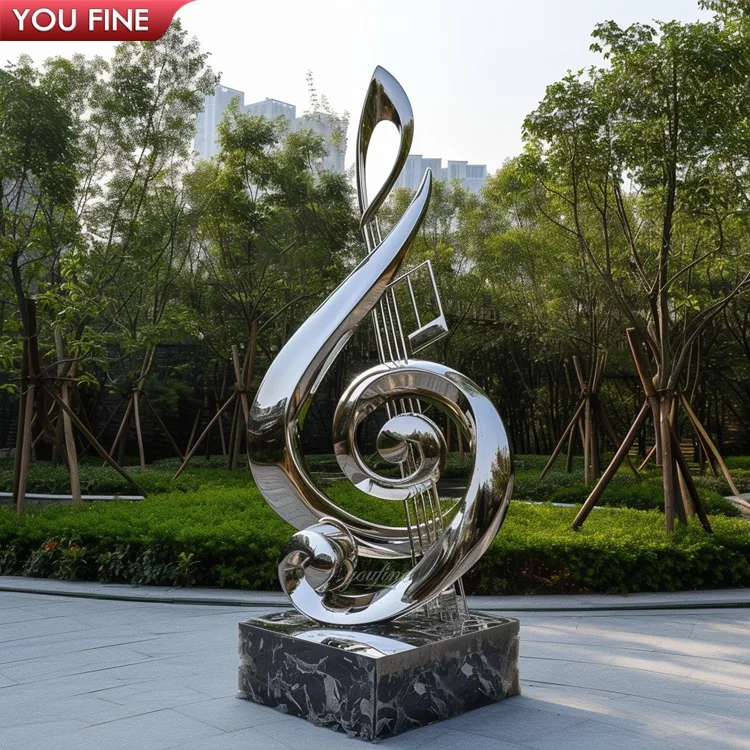 Modern Street Outdoor Large Art Decorative Stainless Steel Music Sculpture