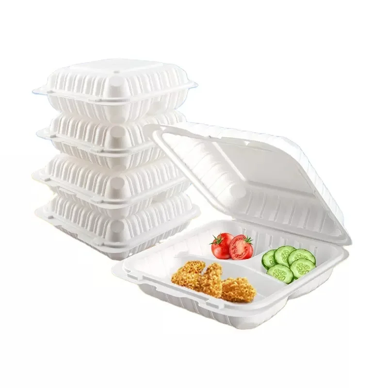 Sturdy Biodegradable Microwave Mfpp Hinged To Go Food Box Thermoformed Catering Microwavable Meal Prep Container