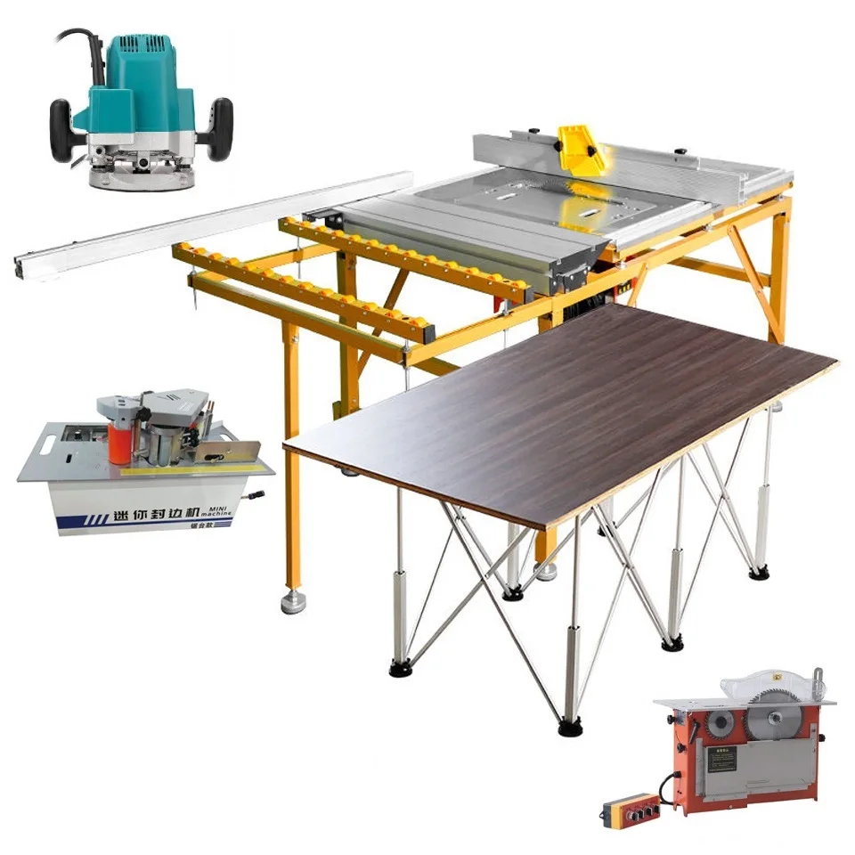 Small double blade dust-free sliding table panel saw saw mill portable sawmill sn tools table saw