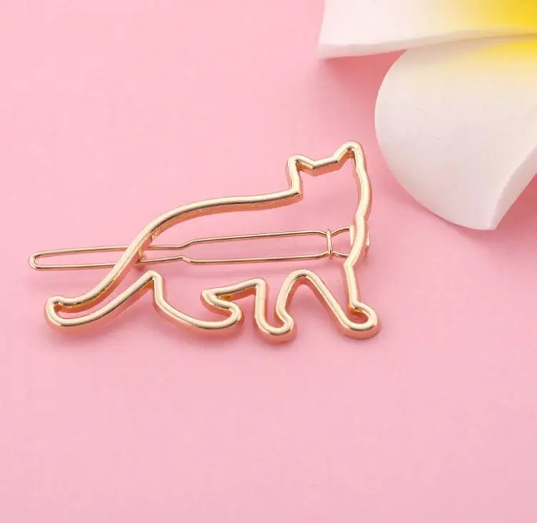 HC10006 Fashion Retro Gold Plated Hair Clips, Cat Barrette Hairpins, Korean Hairpins Alloy Hair Clips Sets For Girls