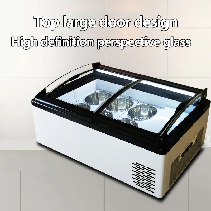 Freezer Gelato Showcase Display Cabinet 6 Pans Glass Door Cooling Ice Cream Chiller/Display Showcase