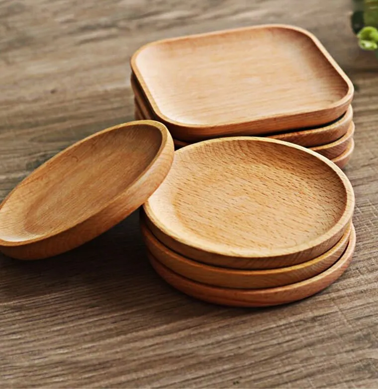 Natural Handmade Wooden Plate square for Kitchen