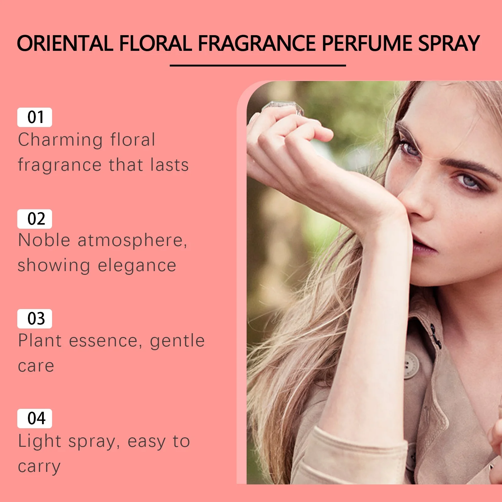 Oriental Floral Body Spray Perfume for Women Fresh and Elegant Rose Scent Convenient Portable Fragrance Mist