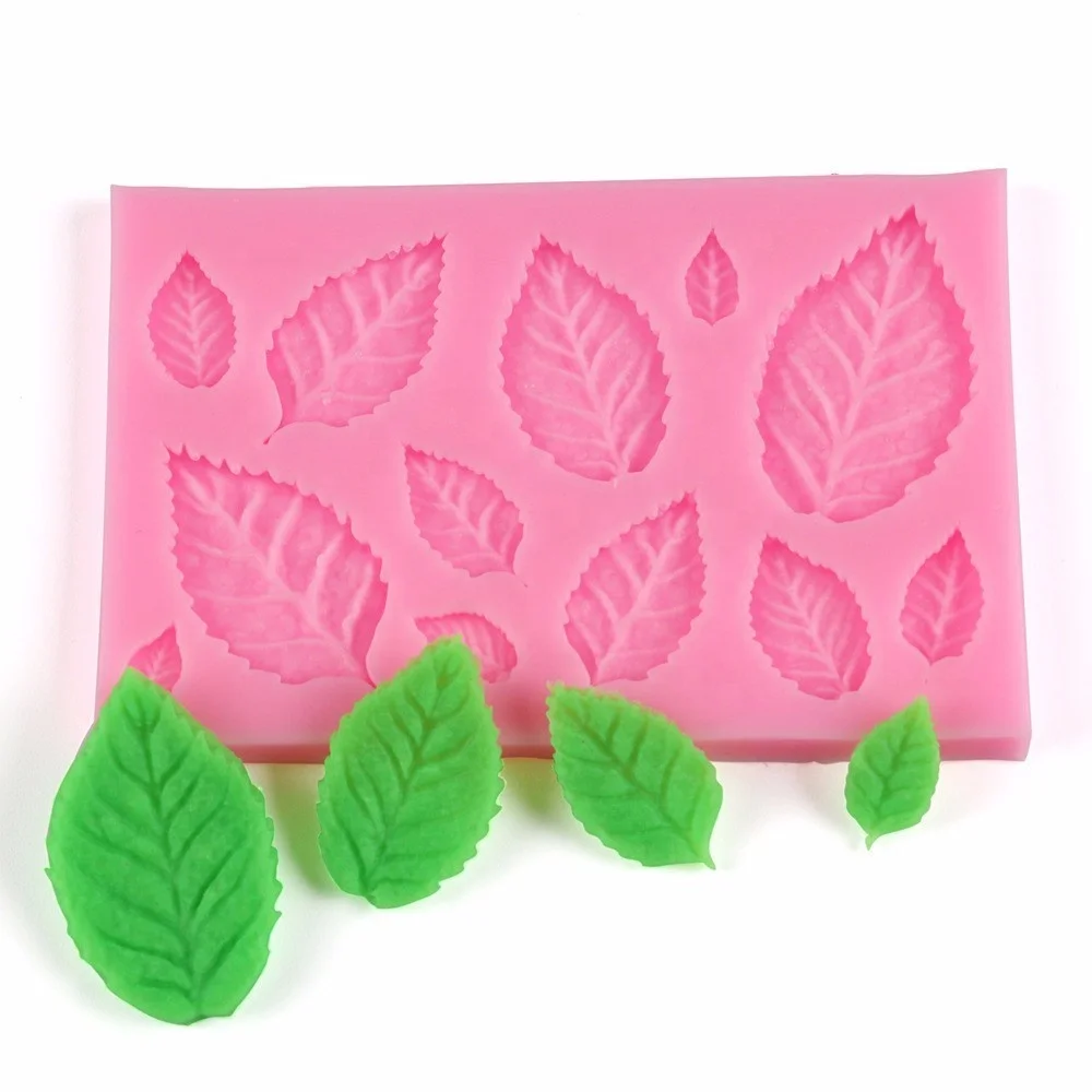 Rose Leaf Silicone Mold Leaves Cupcake Topper Fondant Molds DIY Cake Decorating Tools Candy Clay Chocolate Gumpaste Mould