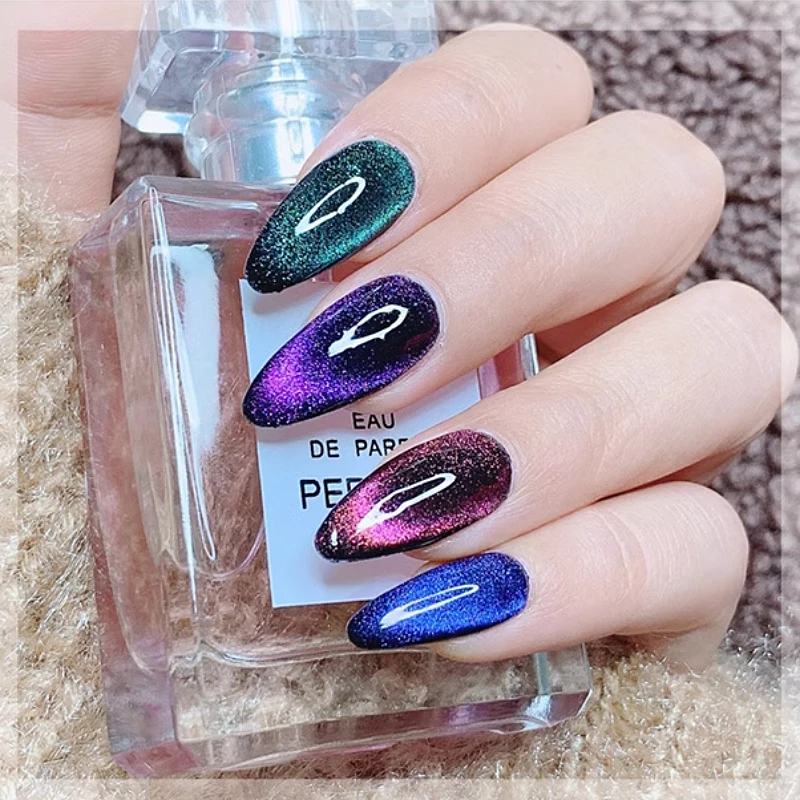 New Crystal Galaxy Cateye Gel Polish Wholesale Esmalte En Gel Magic Galaxy Effect Cat Eye Gel Polish