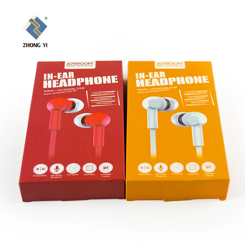 Custom headset headphone earphone packaging paper box with foam insert sports earphone box