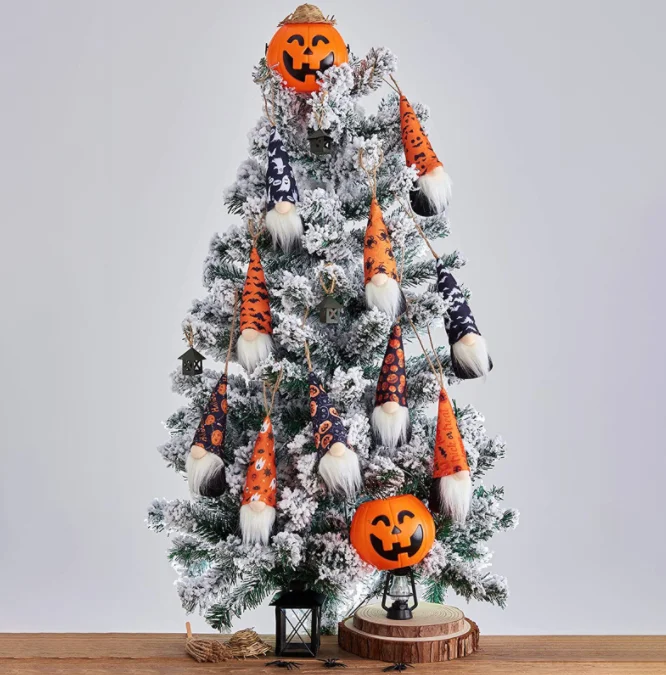 Halloween Gnomes Decorations Plush Halloween Vampire Gnome Decor With Witch Hat Bat Scandinavian Tomte Doll Elf Halloween Table