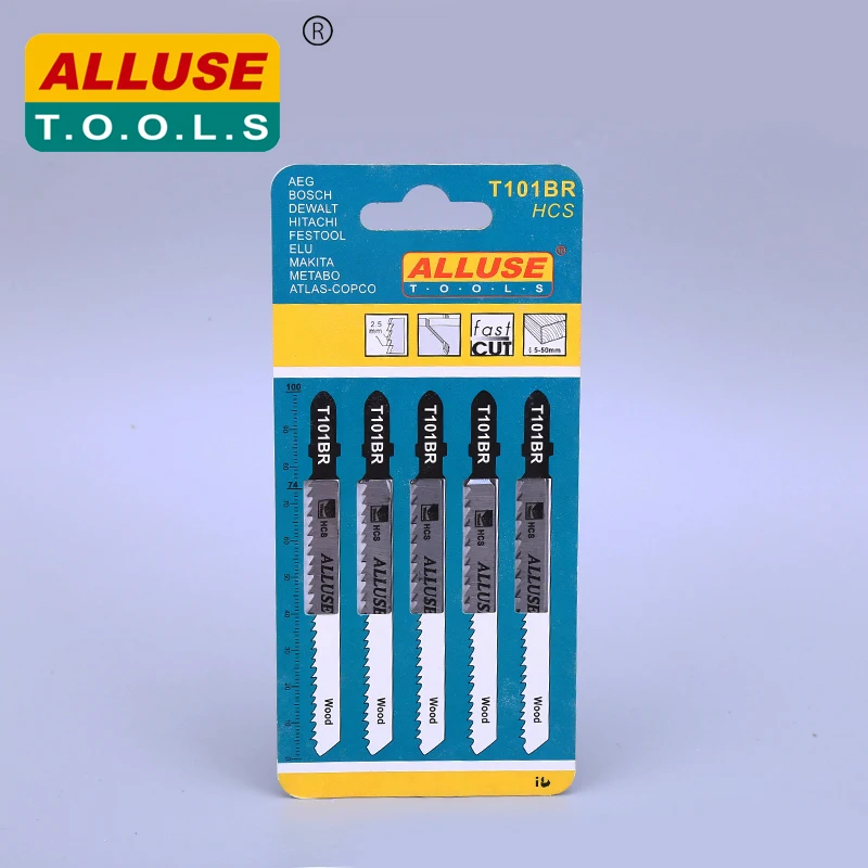 T101BR 5pcs Jig Saw Blades Fast Clean Cuts In Chipboard Softwood Plywood 100mm