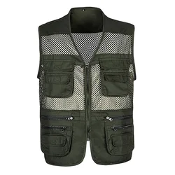OEM Service Heavy Duty Men Utility Multi-Pocket Outdoor Big Pockets Gilet Jacket Work Wear Canvas Vest