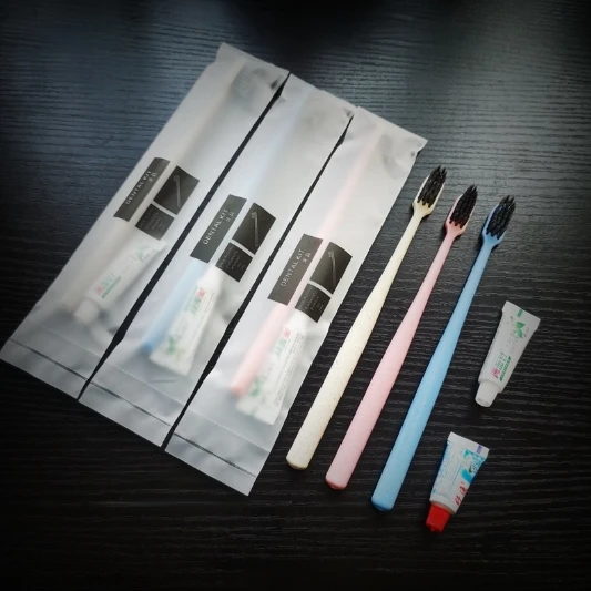 Environmentally friendly adult degradable bamboo charcoal fiber professional OEM/ODM hotel disposable toothbrush with paste