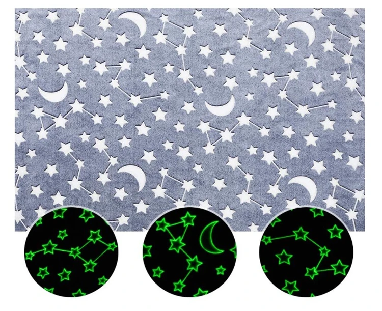 
Customized logo design baby throw glow in the dark blanket for children 
