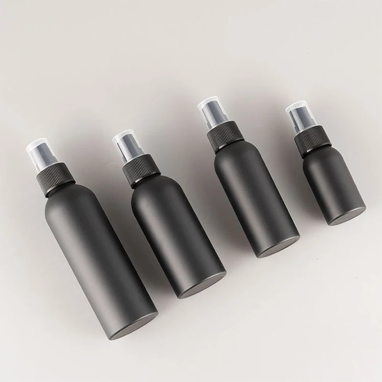 Custom 100ml 150ml 200ml 250ml 8oz 8 oz PE HDPE Plastic Black Round Shoulder Mist Spray Bottle For Cleaning 100 150 200 250 ml
