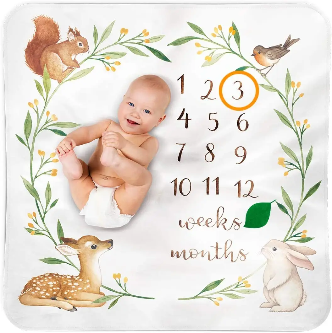 Factory Price Manufacturer Supplier Milestone Blankets Baby Shower Blanket Baby Age Chart Blanket