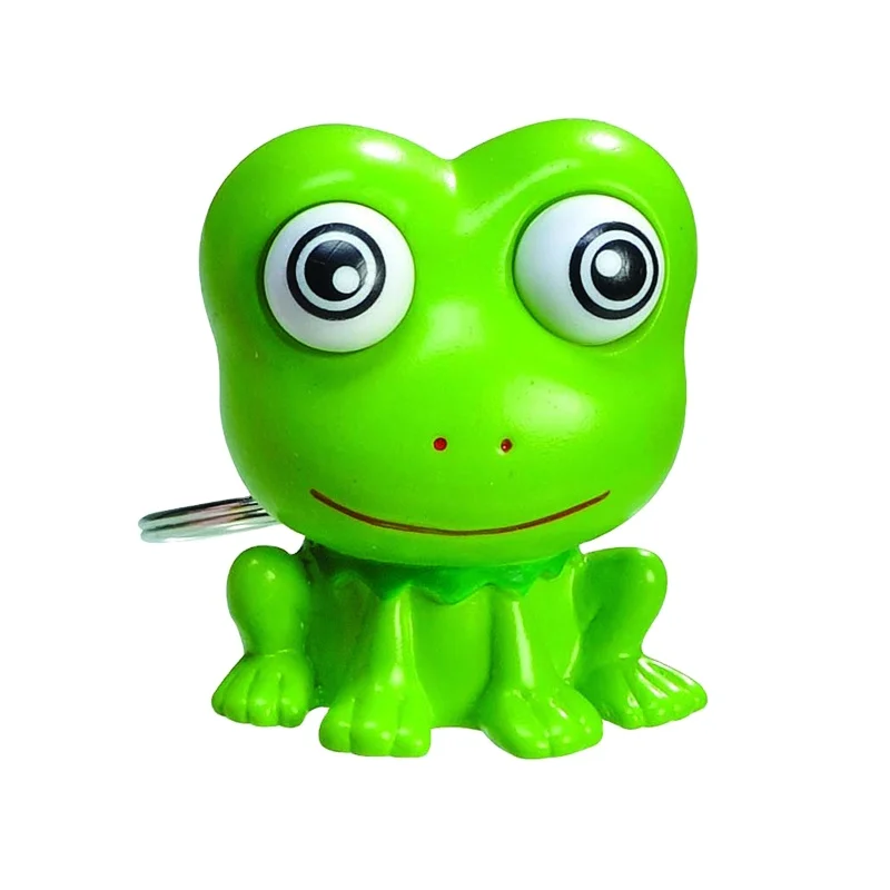 Green eye popper frog shaped keychain, Children toy popular 3d soft pvc keychains
