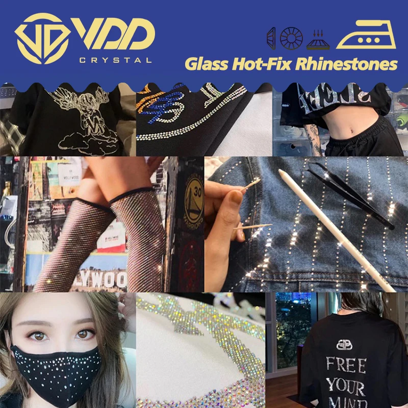 VDD 061 Moon Shadow 1440Pcs SS4-SS20 Mix Size Clear Crystal Non HotFix Gold Flat Back Rhinestones  DIY 3D Nail Art Accessories