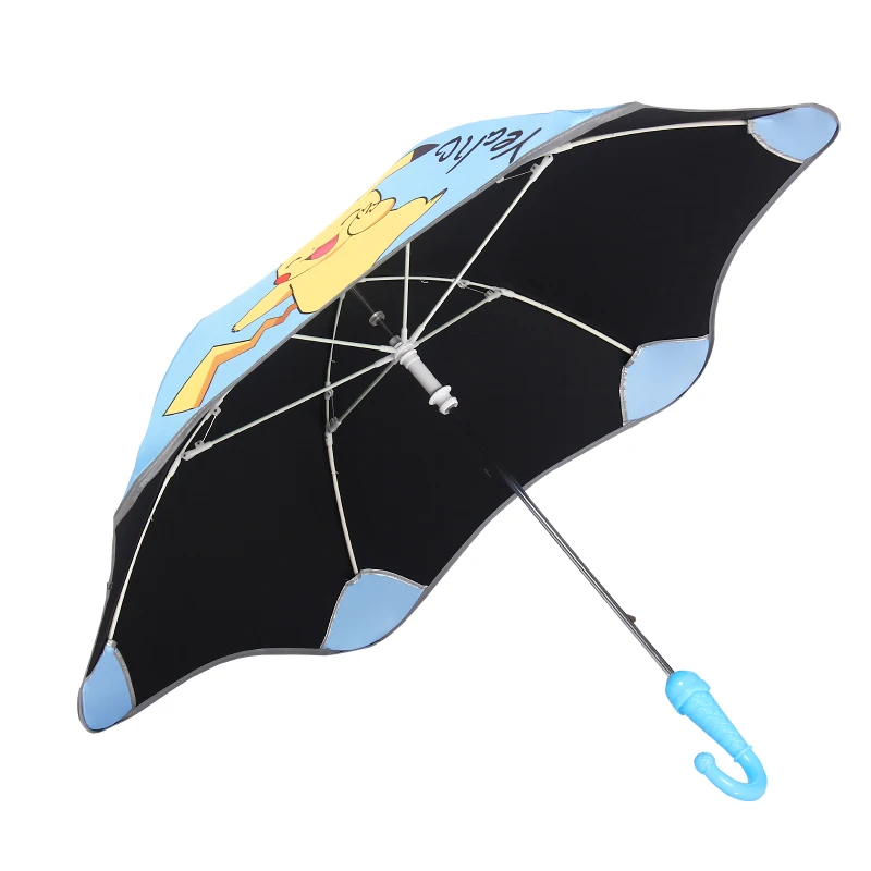 Safety Round Corner Cartoon Pikachu Cute Kids Umbrella Student Baby Kindergarten Girl Boy Long Handle Ice Cream Handle Umbrella