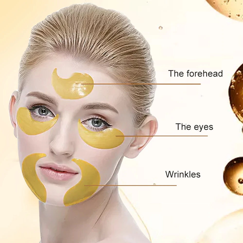 Free Sample 24K Gold Hydrogel Eye Mask Collagen Eyepatch Dark Circles Remover Anti Wrinkle Parches Para Ojos Sleeping Eyemask