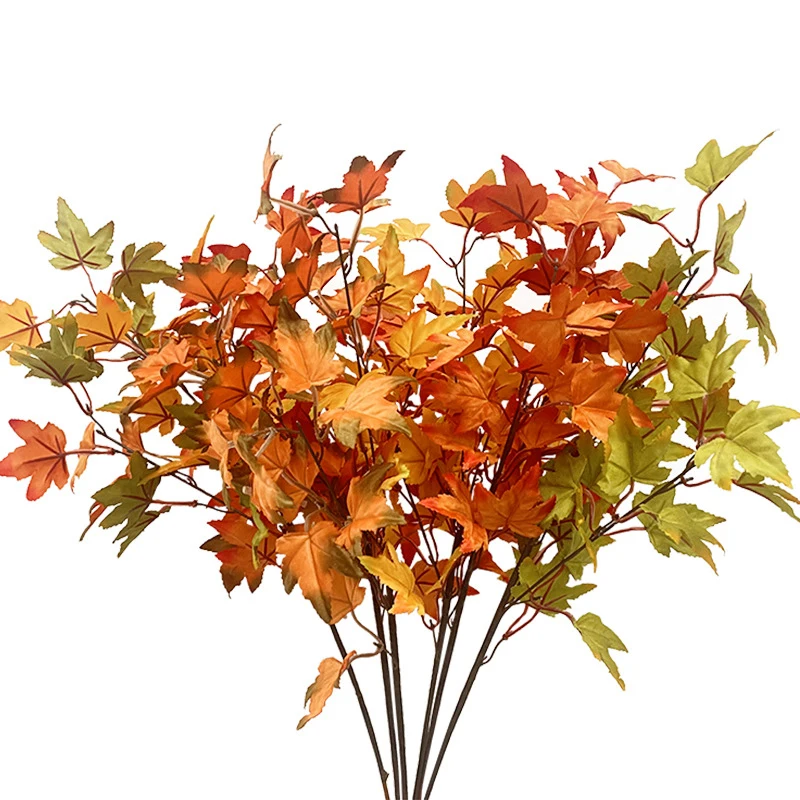 Hot selling thanksgiving day interior decoration single branch simulated maple leaf
