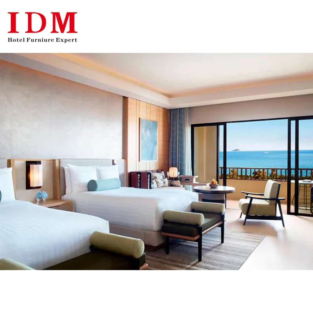 2024 New Customized Bedroom Luxury Solid Wood Eco-friendly Hotel King Size Bedroom Double Bed Furniture