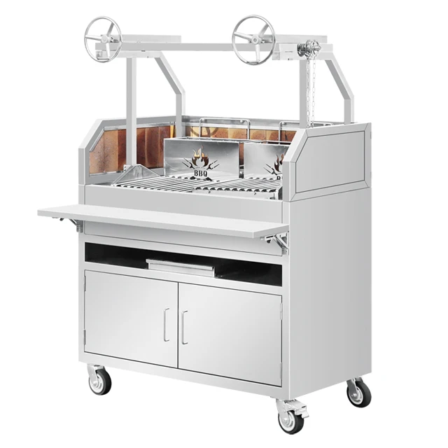 New Design Hot Model Argentine Grill With Canopy Fire Brick Adjustable Cooking Grate Bbq Gaucho Grills Santa Maria Grill