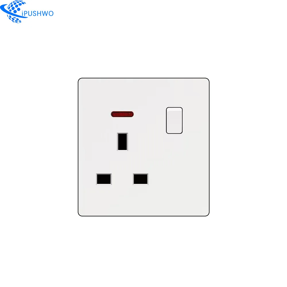 white gold grey Wall Socket with Type A+C 18W Quick Charge Plug Socket,Wall power outlet with USB charger UK switch with socket