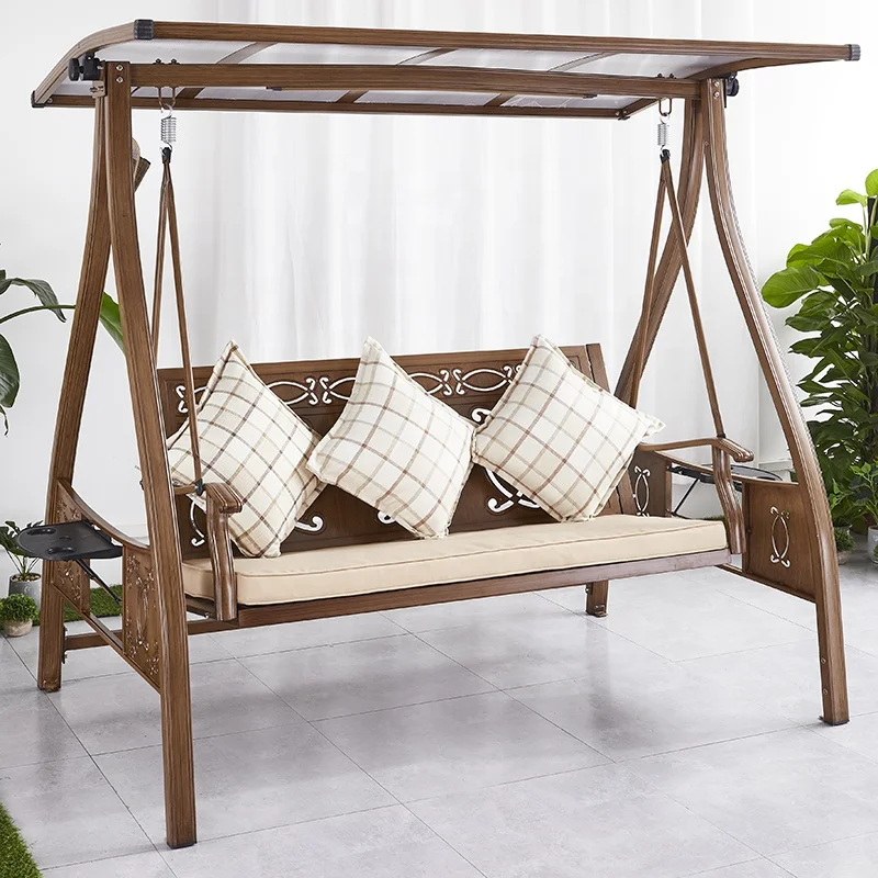 Waterproof Modern Outside Front Porch Furniture Outdoor Garden Patio Cast Aluminum 3 Seater Swing Hanging Chairs
