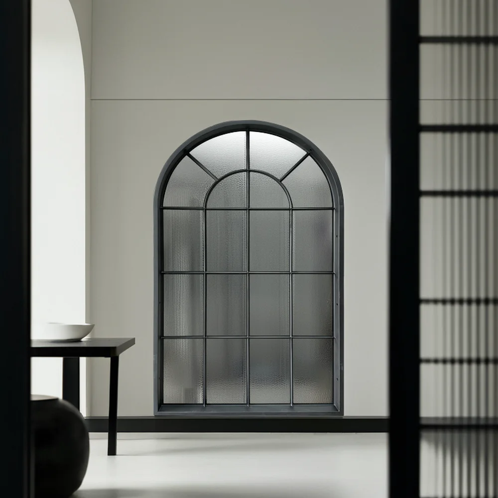 Customized Arch Head fixed steel windows with arch transom