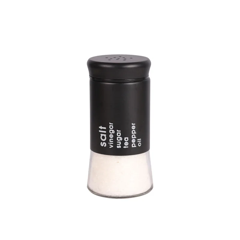 Empty round black colors 5oz 150ml flavoring salt pepper powder BBQ seasoning glass bottle set with screw lid for cooking