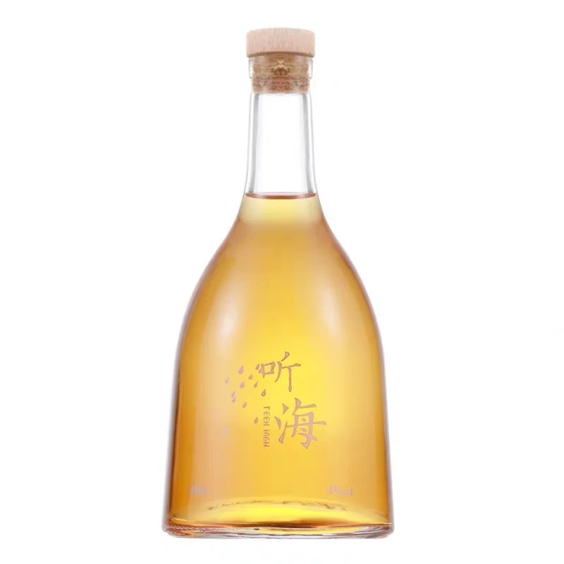 Factory 250ml 375ml 500ml Tea Beverage Bottle Fruit wine Juice simple glass bottle with tinplate metal cap