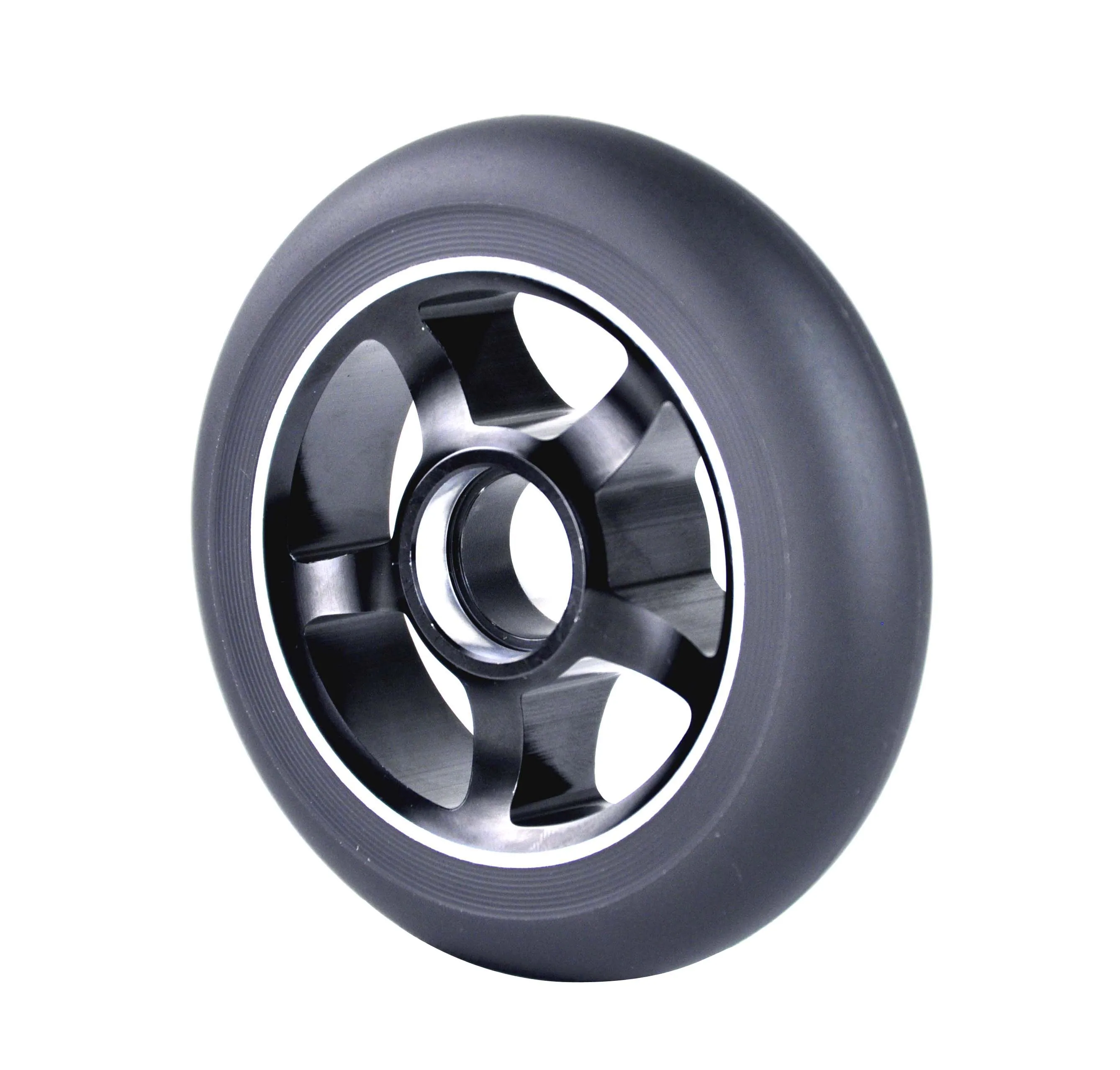 Source factory products 100X24mm Mute Double ball bearing Aluminum core scooter  high elasticity polyurethane caster