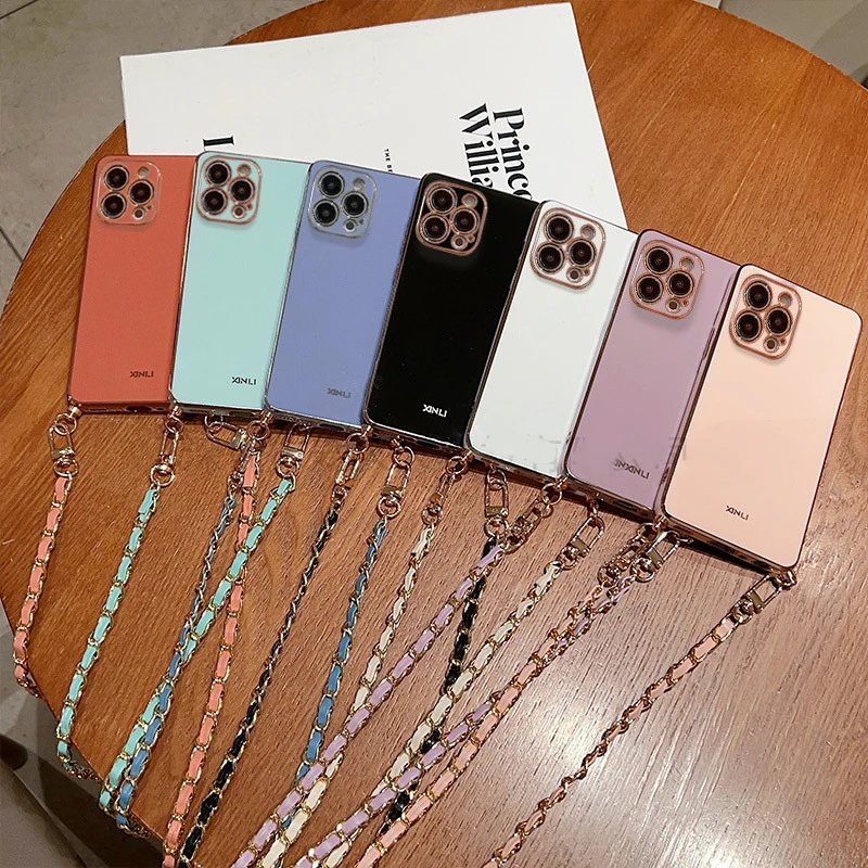 Electro Plating love heart crossbody Case For Oppo A58 5G A17K RenoZ F19 Pro Plus For Realme C33 4G 9i 5G  GT2  Back Cover funda