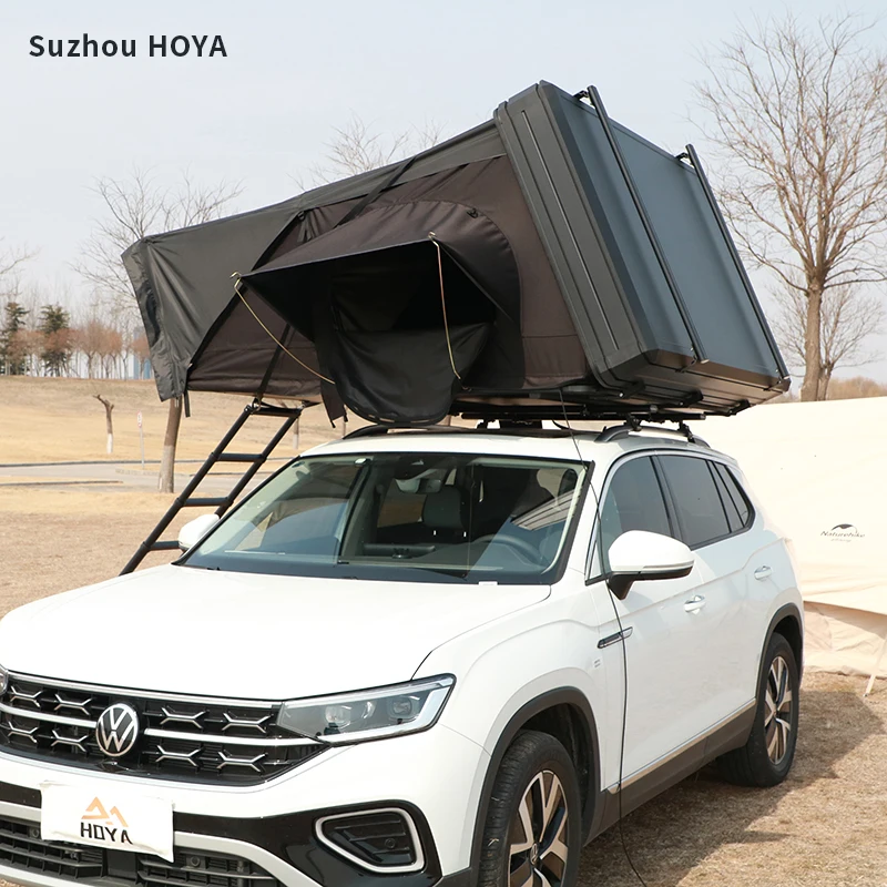 HOYA Custom Roof Top Tent with Awning Annex Led Bar Luggage Rack Skycamp Side Opening Roof Tent Hard Shell 4 Person