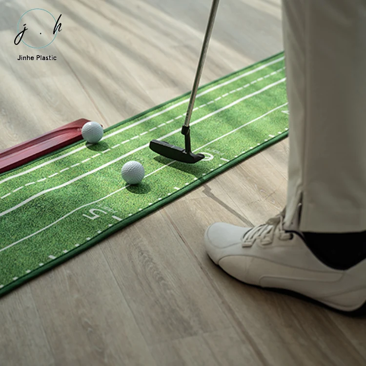 Solid Wood Base Golf Putting Mat Putting Green Indoor with Auto Ball Return