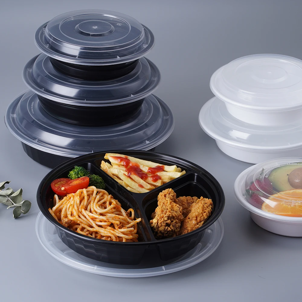 48OZ идти пищевых контейнеров 3 отсека пластиковая от боли в спине вынуть одноразовый Ланч-бокс бэнто для приготовления пищи контейнер с крышкой