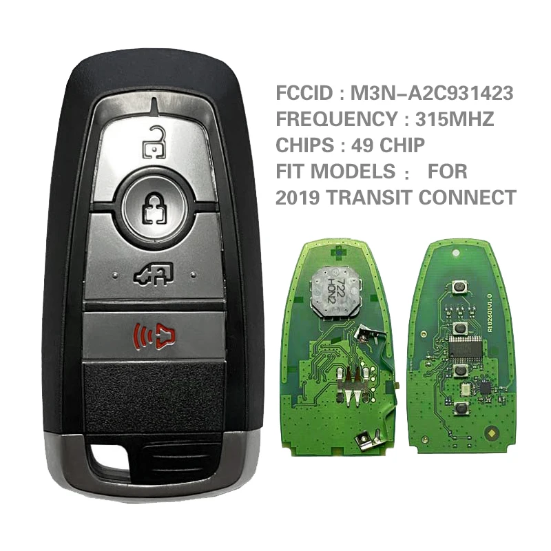 CN018104 For F-ord Transit Connect 2019 2020 Smart key car key 315MHz ASK NCF2951F / HITAG PRO / 49 CHIP M3N-A2C931423 164-R8234