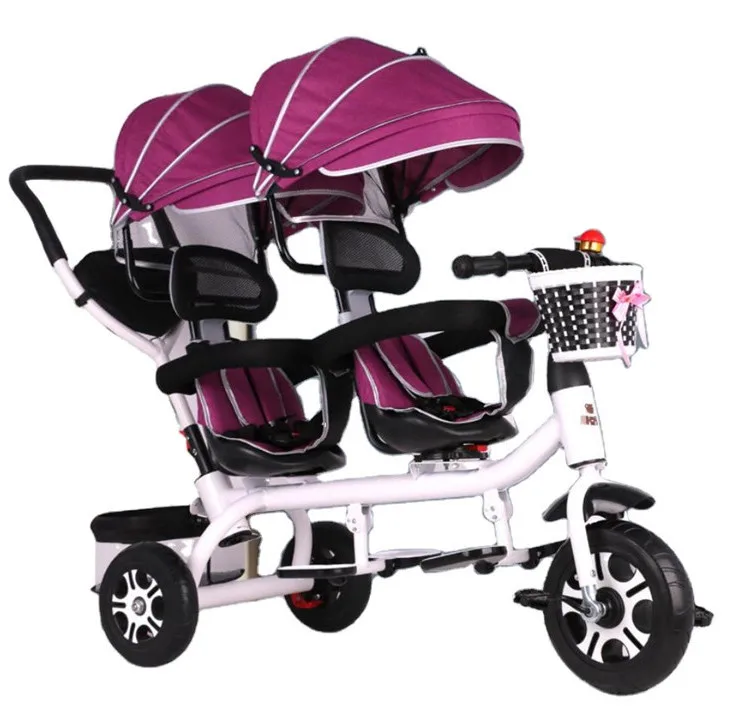 Good Twins Baby Stroller Tricycle For Kids Baby Carrier Tricycle For Children Baby 3 Wheels Bike With Two Seat
