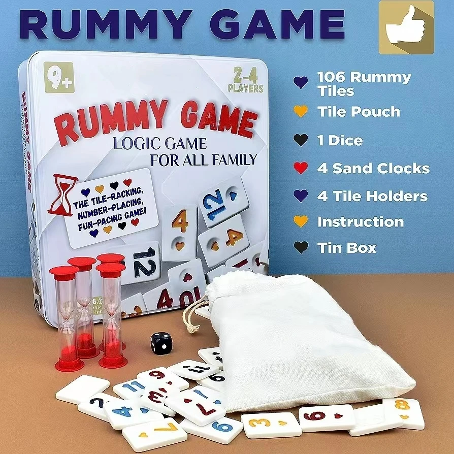 106 Numbers melamine rummy Title Set Factory Directly Supply Ivory or white Rummy Title Set in a box