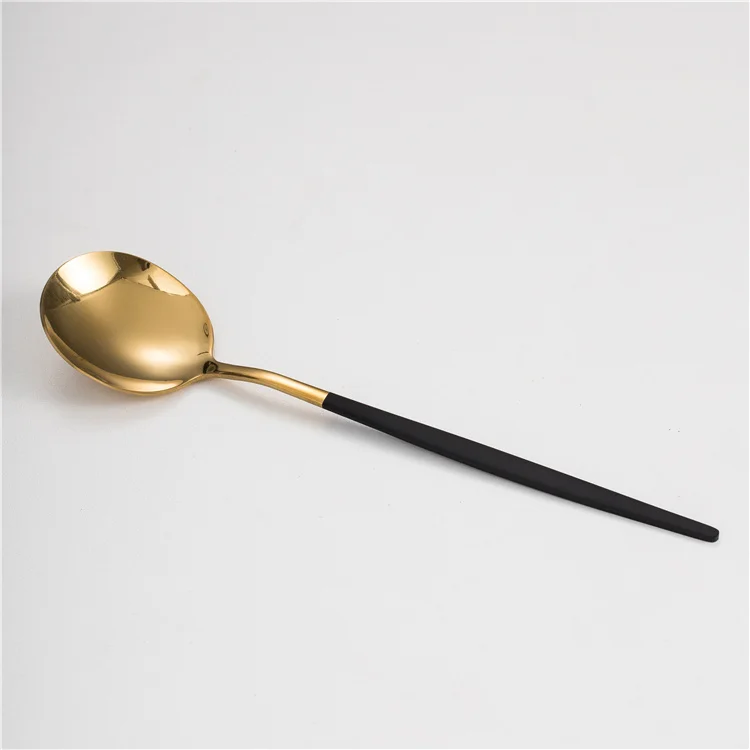 Portuguese Wedding Matt Black And Gold Luxury Flatware Stainless Spoon Stainless Steel Cutlery