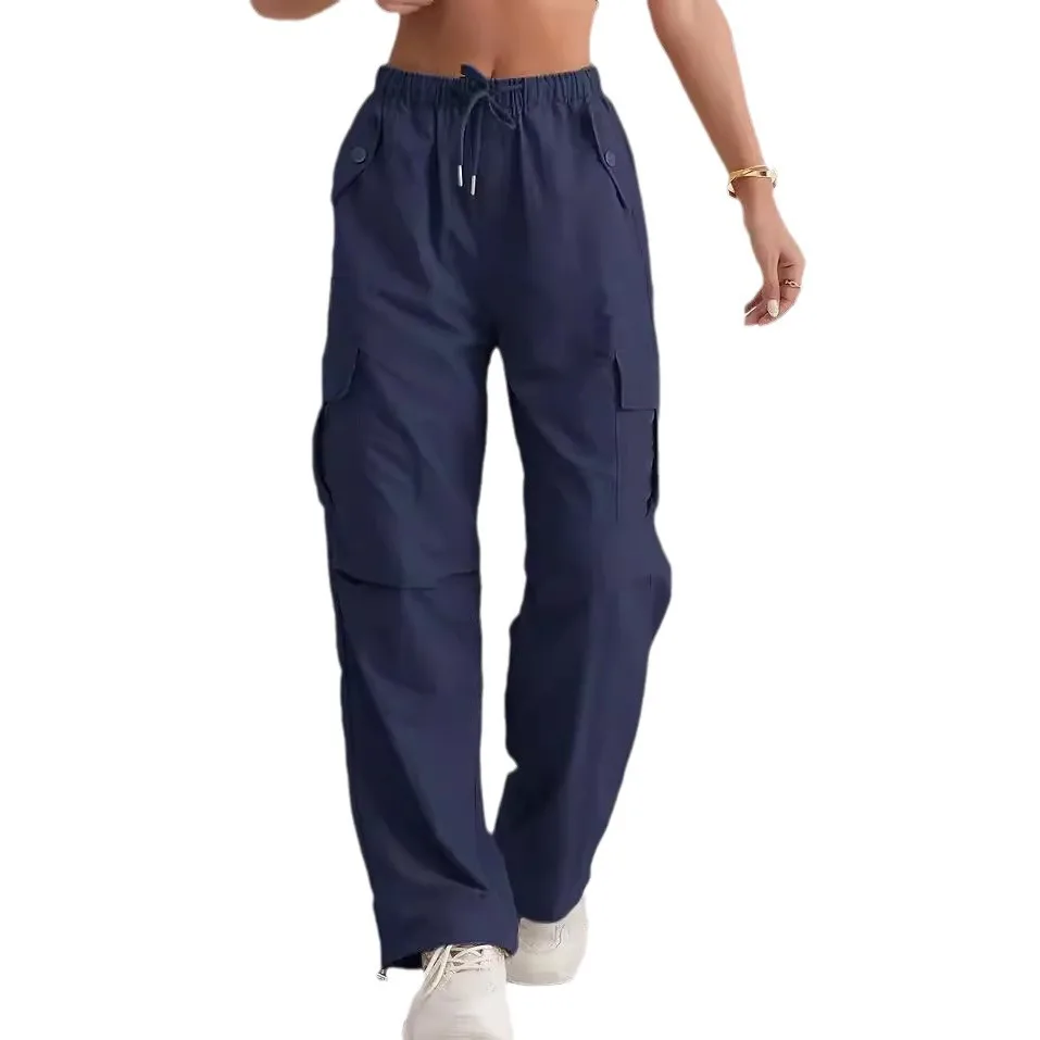 Waist Casual Cargo Pants Women Wide Leg Pants Hip Hop Pants