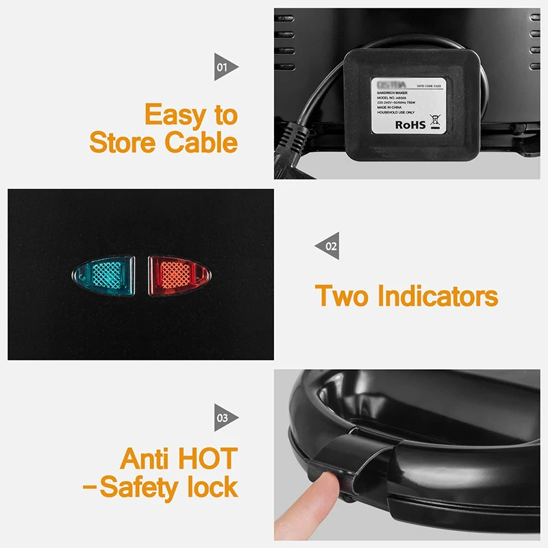 Customized Logo Household Non Stick Coating Plate Electric Breakfast Sandwich Maker Bread Toaster Sandwich Maker